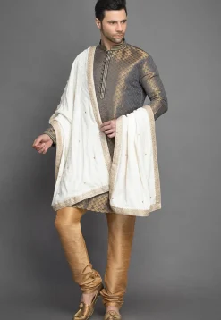 Brocade Kurta Set in Grey