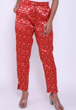 Brocade Pant in Red