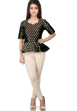 Brocade Peplum Style Top in Black