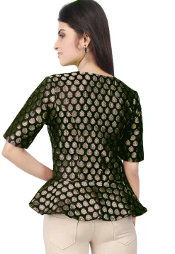 Brocade Peplum Style Top in Black