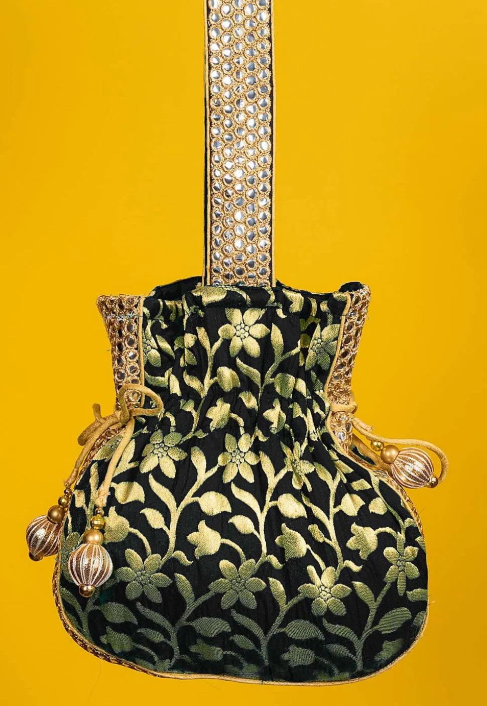 Brocade Potli Bag in Black