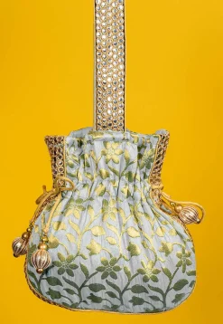 Brocade Potli Bag in Off White