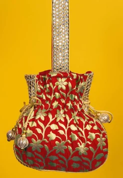 Brocade Potli Bag in Red