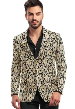 Brocade Pure Banarasi Satin Silk Blazer in Black