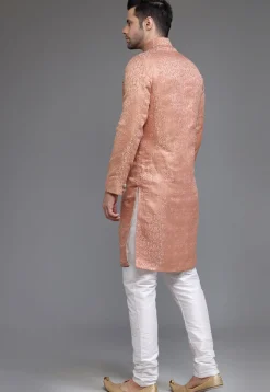 Brocade Sherwani in Peach