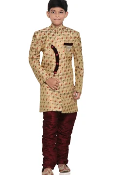 Brocade Sherwani set in Beige