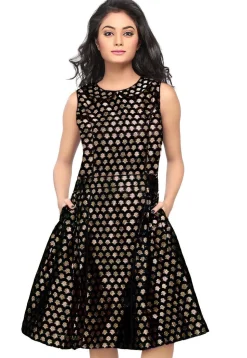 Brocade Short Dress in Black