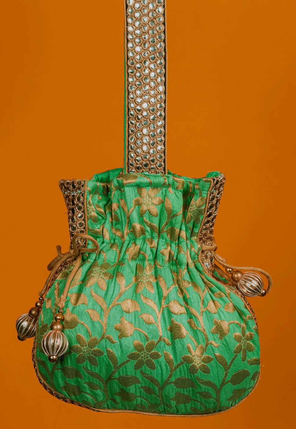 Brocade Silk Potli Bag in Pastel Blue