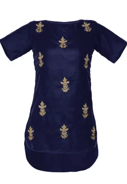Bullion Velvet Tunic in Navy Blue