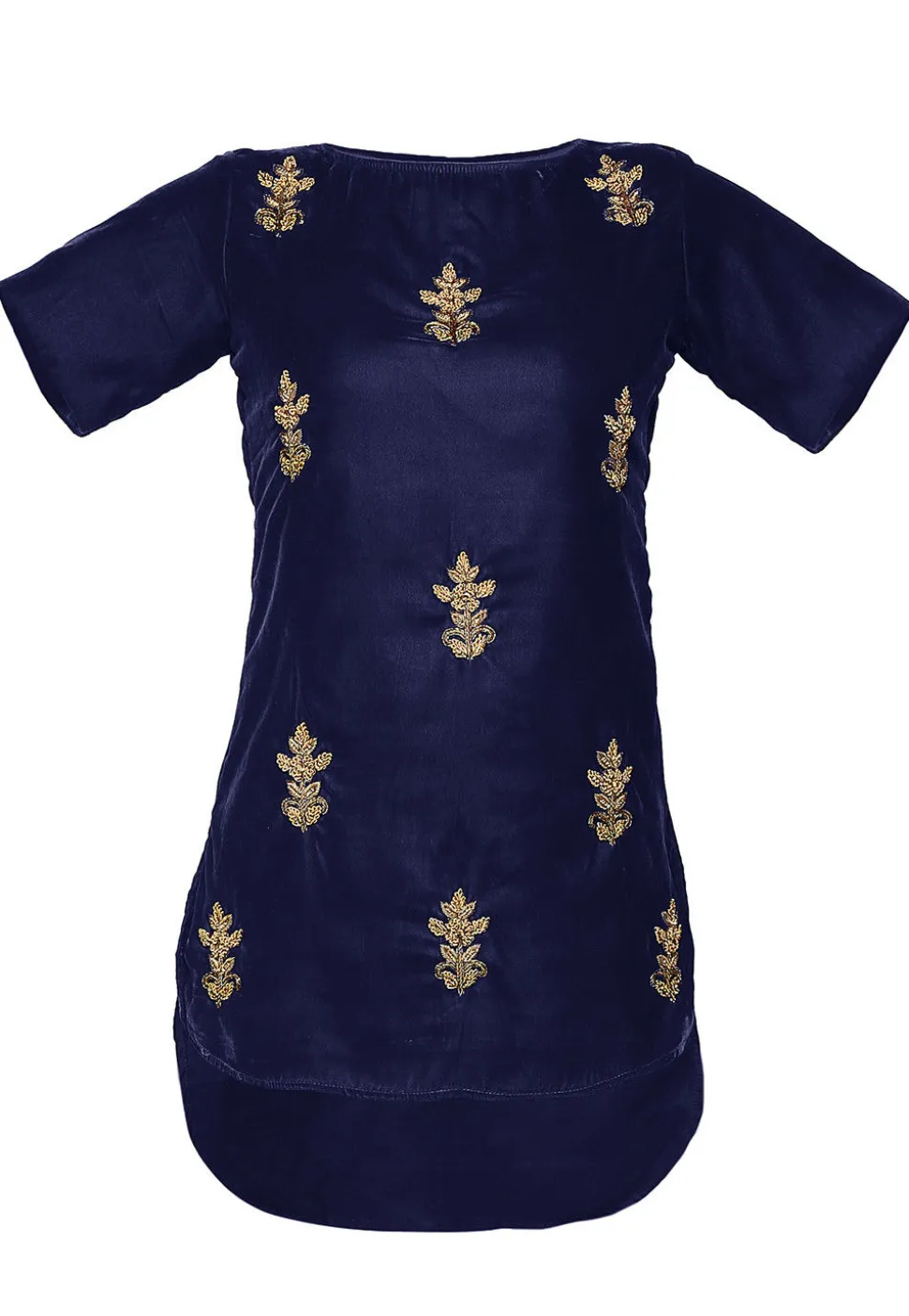 Bullion Velvet Tunic in Navy Blue