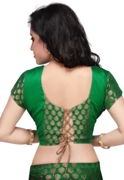 Chanderi Silk Brocade Blouse in Green