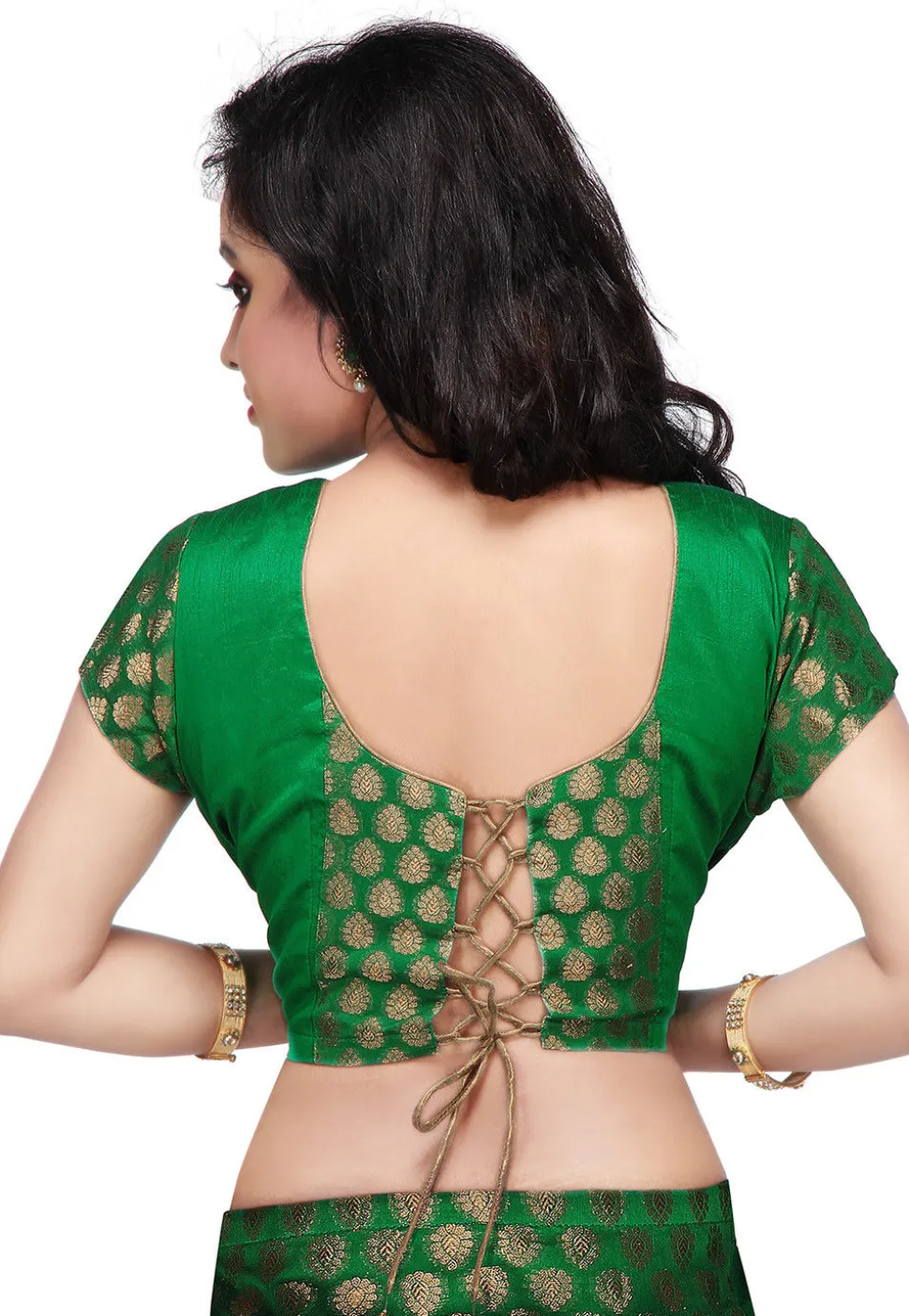 Chanderi Silk Brocade Blouse in Green