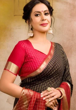 Chanderi Silk Saree in Black