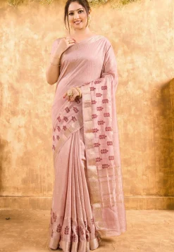 Chanderi Silk Saree in Light Pink