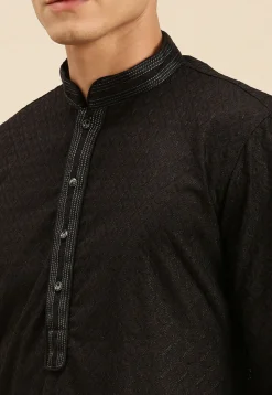 Chikankari Cotton Kurta in Black
