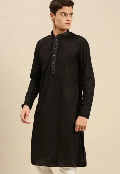 Chikankari Cotton Kurta in Black