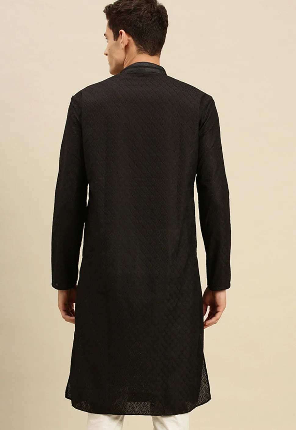 Chikankari Cotton Kurta in Black