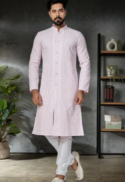 Chikankari Cotton Kurta Set in Pink