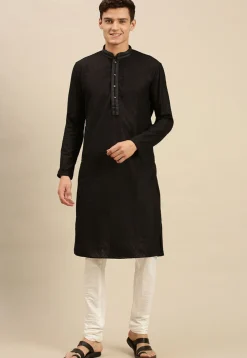 Chikankari Cotton Kurta Set in Black