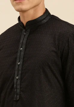 Chikankari Cotton Kurta Set in Black