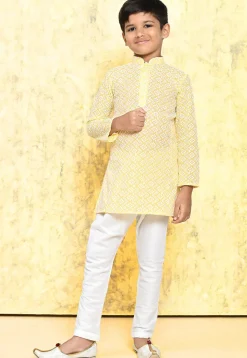 Chikankari Cotton Kurta Set in Yellow