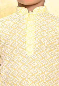 Chikankari Cotton Kurta Set in Yellow