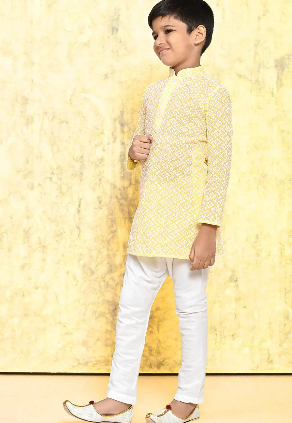 Chikankari Cotton Kurta Set in Yellow