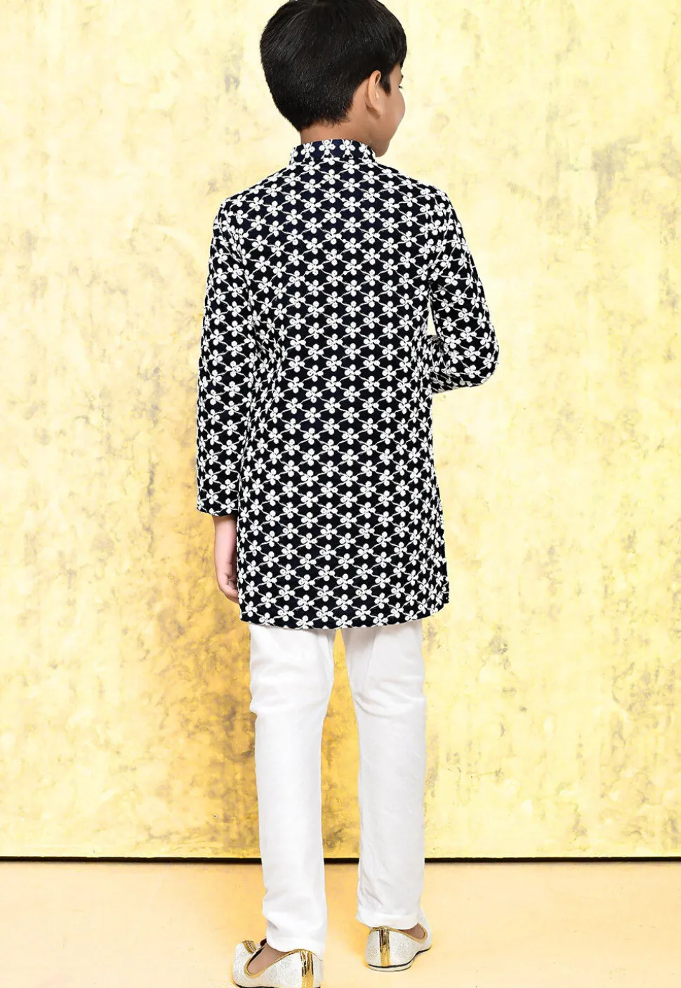 Chikankari Cotton Kurta Set in Navy Blue