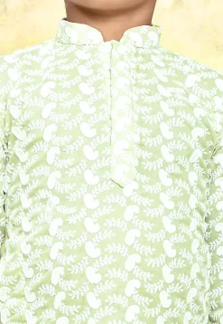 Chikankari Cotton Kurta Set in Light Green