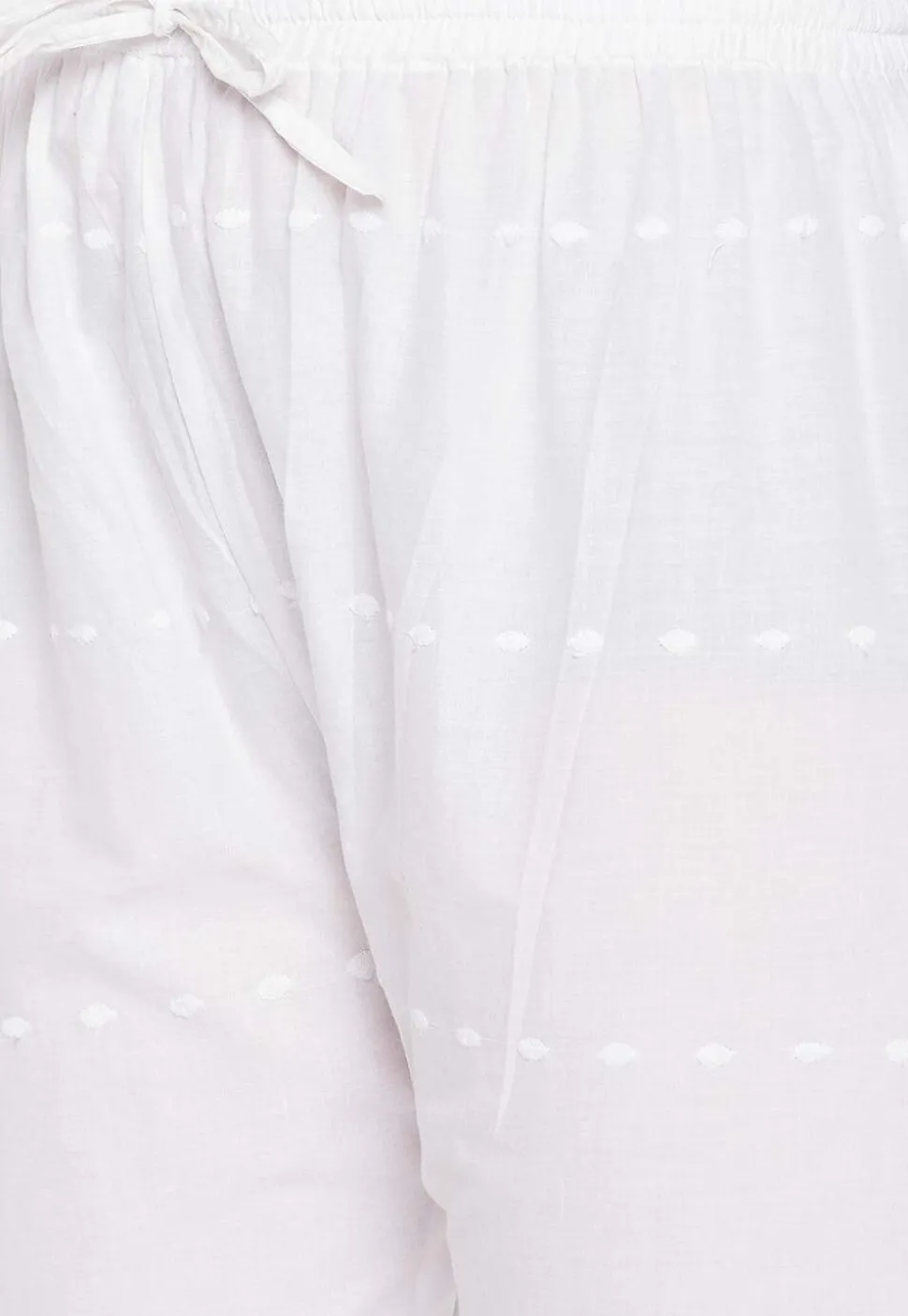 Chikankari Cotton Pant in White