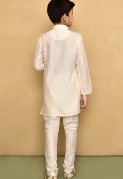 Chikankari Cotton Silk Kurta Set in Cream