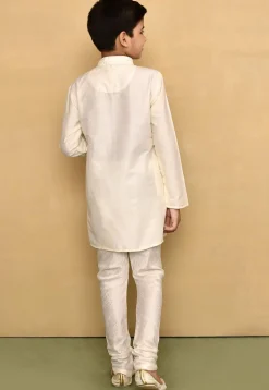 Chikankari Cotton Silk Kurta Set in Off White