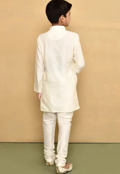 Chikankari Cotton Silk Kurta Set in Off White