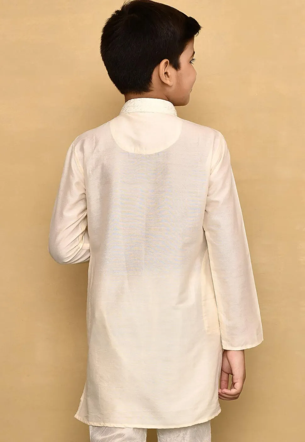 Chikankari Cotton Silk Kurta in Cream