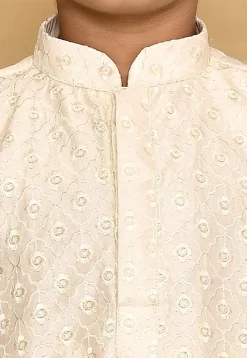 Chikankari Cotton Silk Kurta in Off White