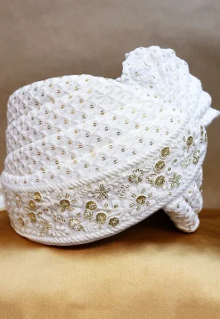 Chikankari Cotton Turban in White