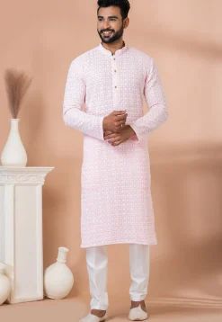 Chikankari Georgette Kurta Set in Pink