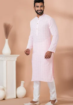Chikankari Georgette Kurta Set in Pink