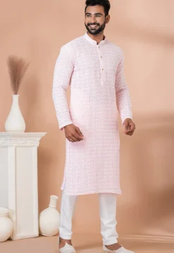 Chikankari Georgette Kurta Set in Pink