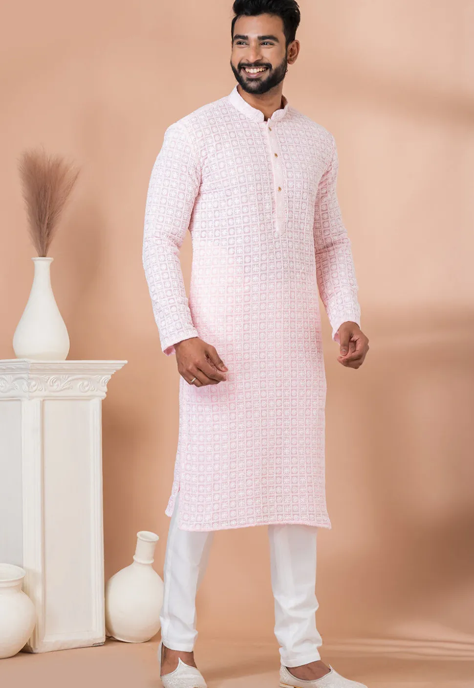 Chikankari Georgette Kurta Set in Pink