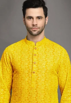 Chikankari Georgette Kurta Set in Yellow