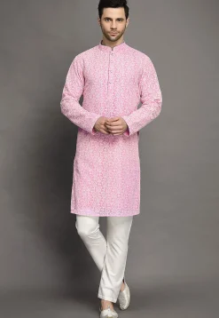 Chikankari Georgette Kurta Set in Pink