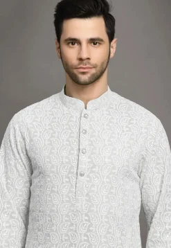 Chikankari Georgette Kurta Set in White