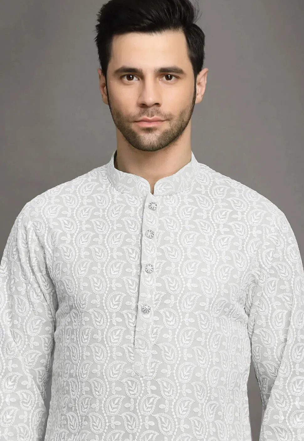 Chikankari Georgette Kurta Set in White