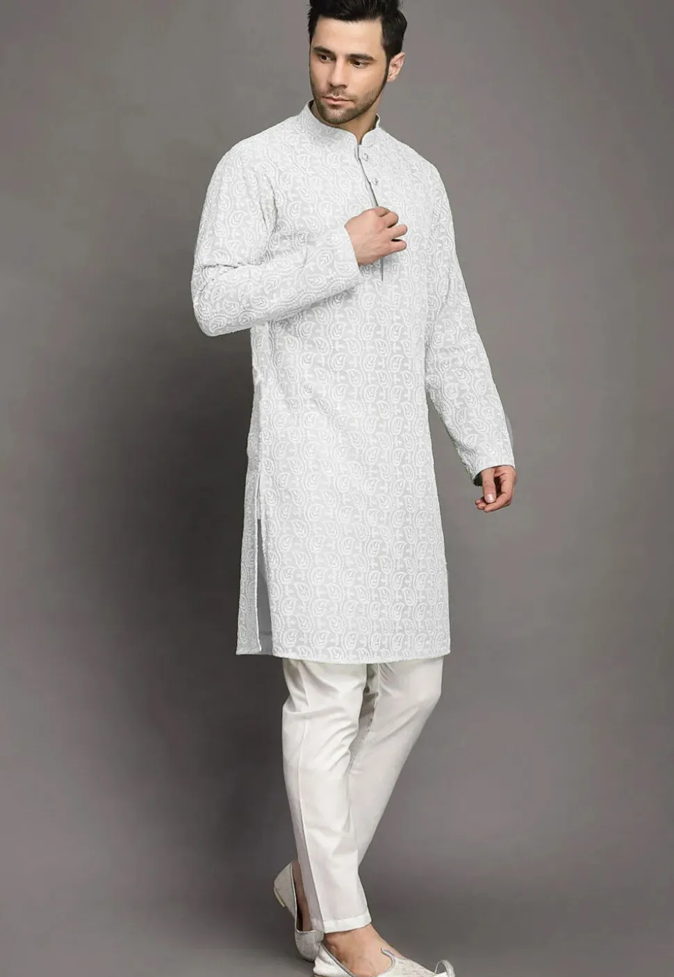 Chikankari Georgette Kurta Set in White