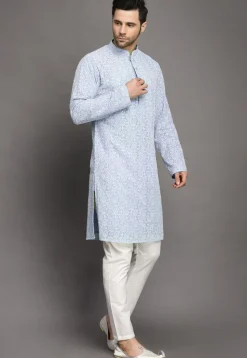 Chikankari Georgette Kurta Set in Sky Blue