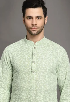 Chikankari Georgette Kurta Set in Sea Green