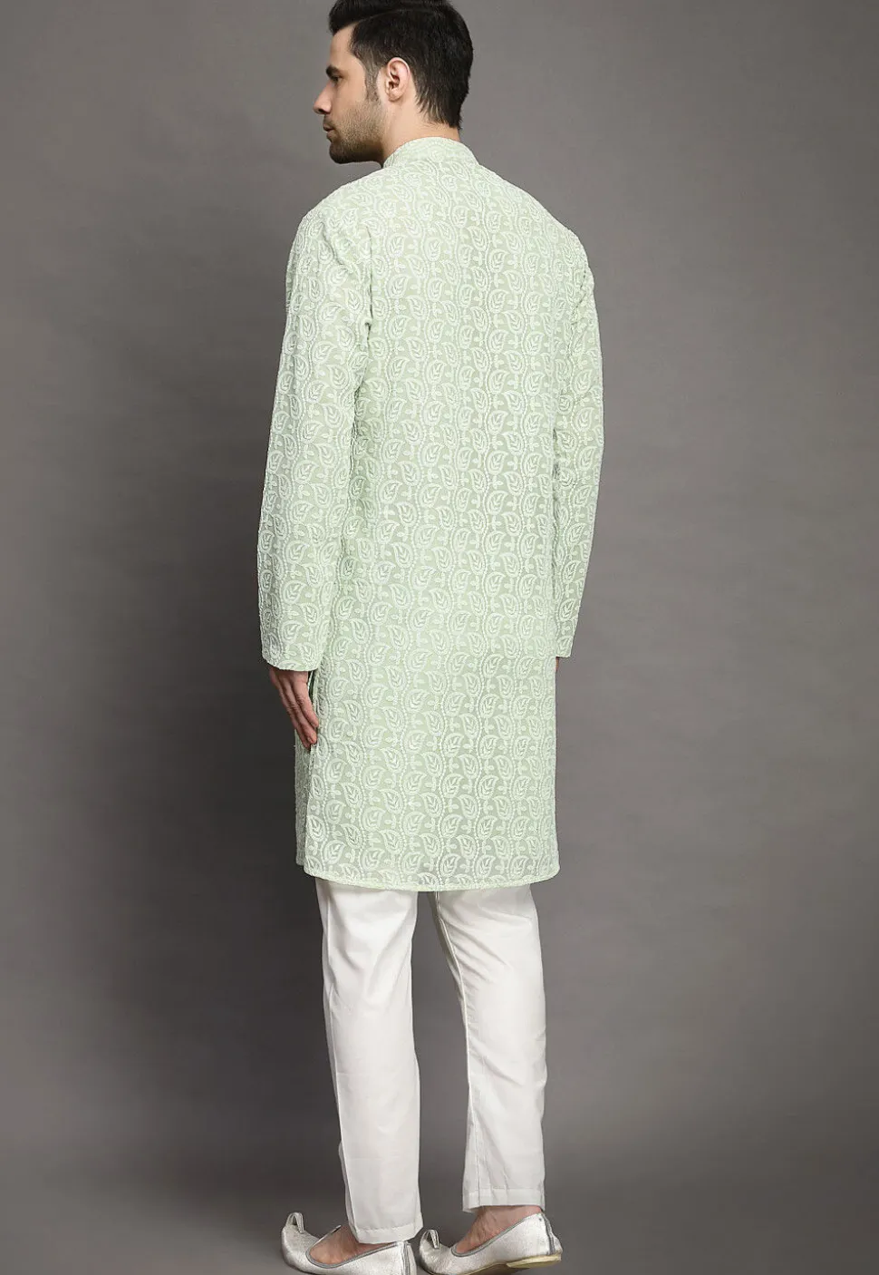 Chikankari Georgette Kurta Set in Sea Green