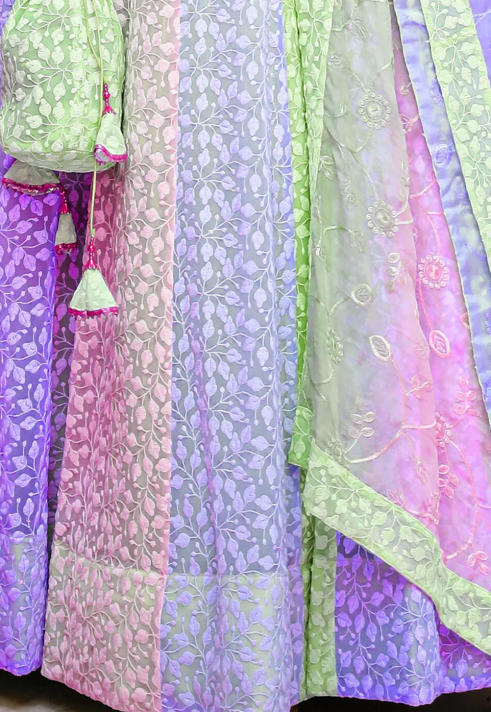 Chikankari Georgette Lehenga in Multicolor