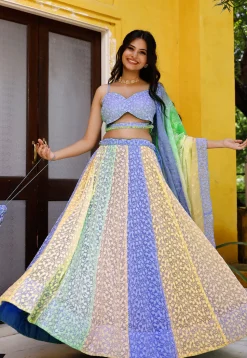 Chikankari Georgette Lehenga in Multicolor